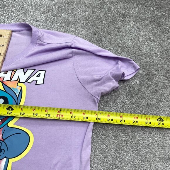 Disney Stitch Ohana Means Family Graphic T-Shirt Juniors Large Purple Casual Tee - Picture 12 of 13